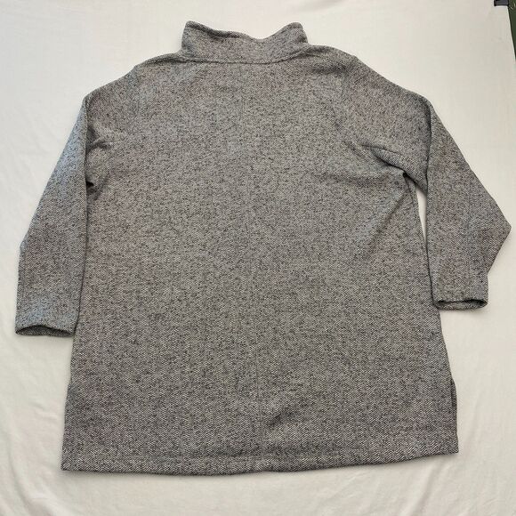 Lands End Fleece Tunic Sweater Sweatshirt Cowl Neck Womens 1X Gray Herringbone - Picture 4 of 10